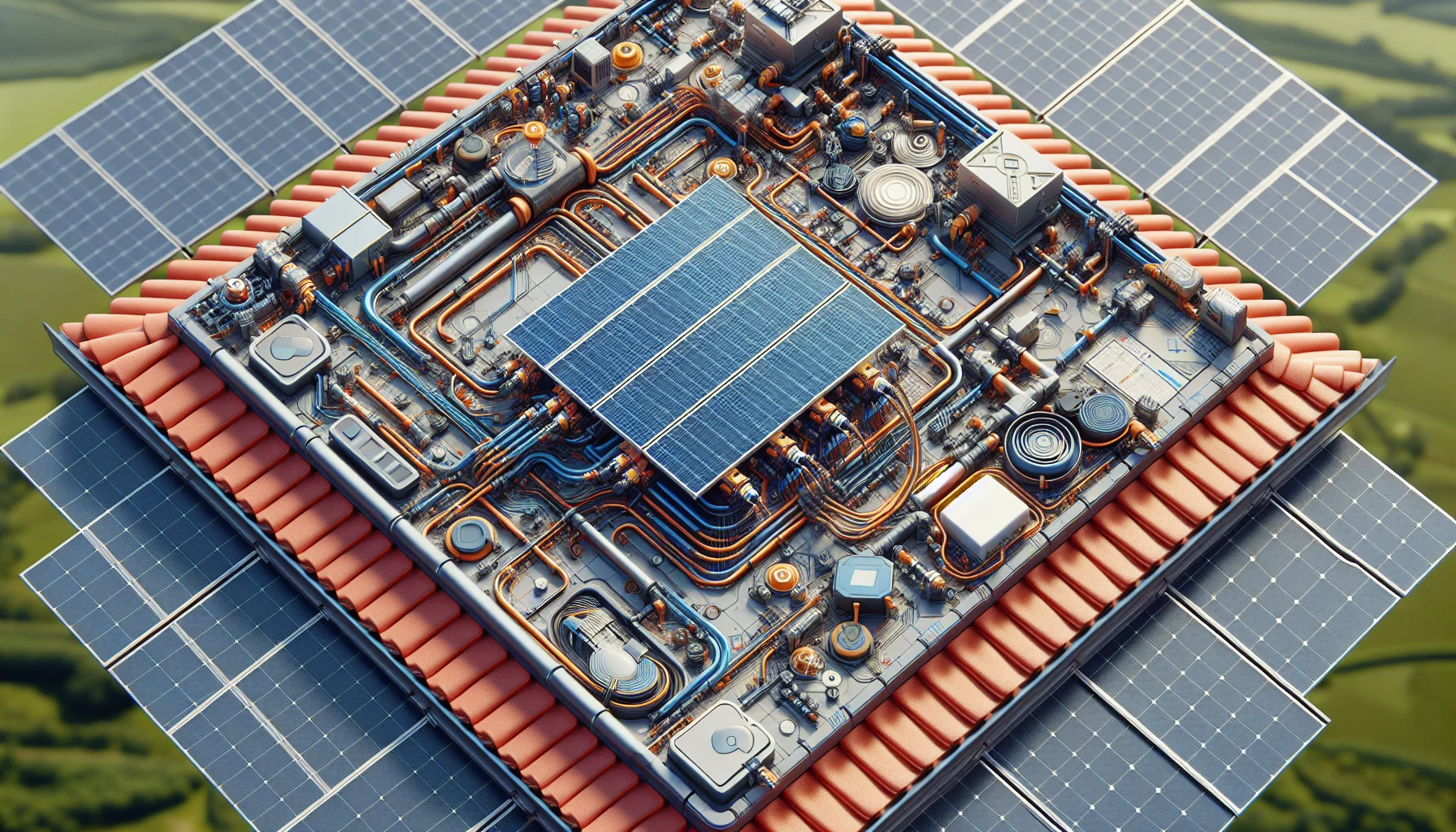 Detailaufnahme einer professionellen Photovoltaik-Installation mit Montagesystem