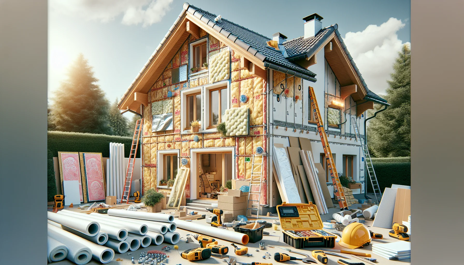 Energetische Sanierung mit KfW Förderung - Dämmarbeiten an Hausfassade