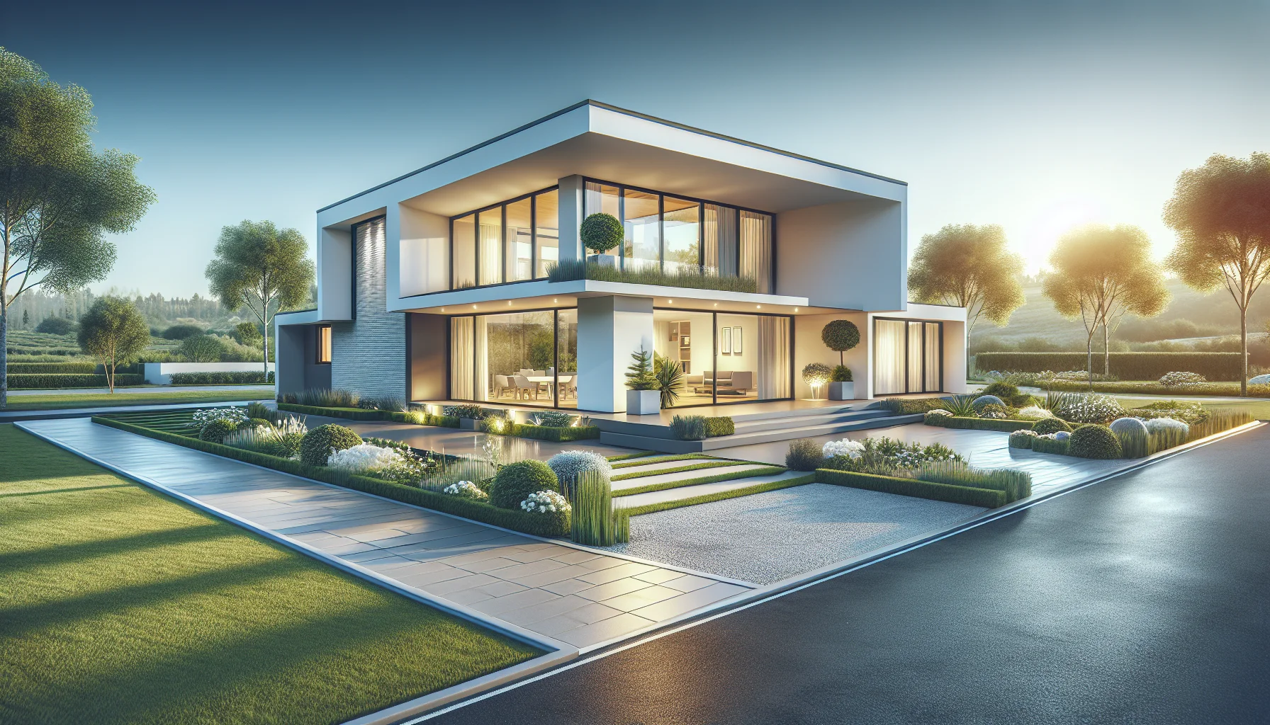 Erfolgreich fertiggestelltes modernes Fertighaus ohne Baufehler