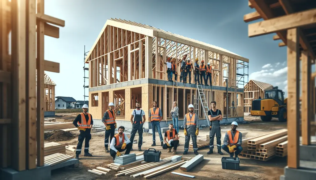 Fertighaus Bau mit Holzrahmen-Konstruktion