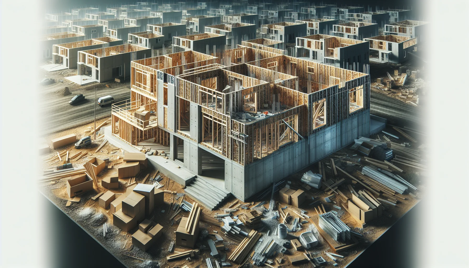 Fertighaus Baustelle mit typischen Baufehlern und Problemen beim Hausbau