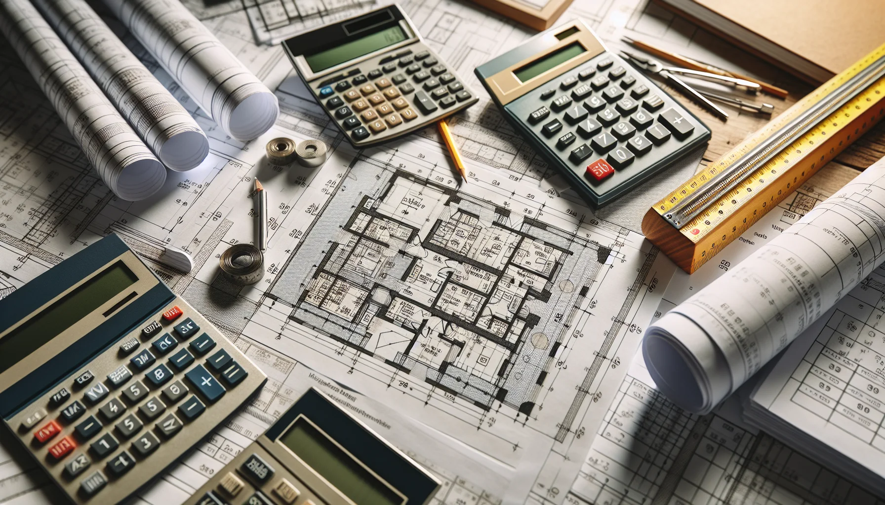 Bauplanung und Kostenberechnung für Hausbau in Karlsruhe mit Bauplänen und Taschenrechner