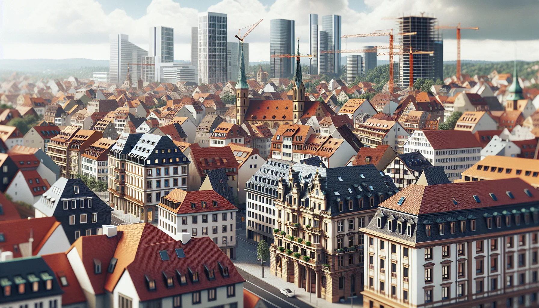 Dachsanierung Stuttgart - Luftaufnahme von Stuttgarter Dächern verschiedener Bauarten