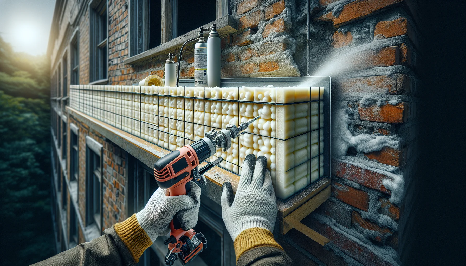 Detailaufnahme der Wärmedämmung bei einer Altbausanierung