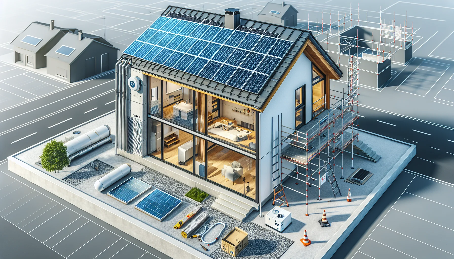 Energetische Sanierung eines Wohnhauses mit Solarpanels und Wärmepumpe - KfW BAFA Förderung 2026
