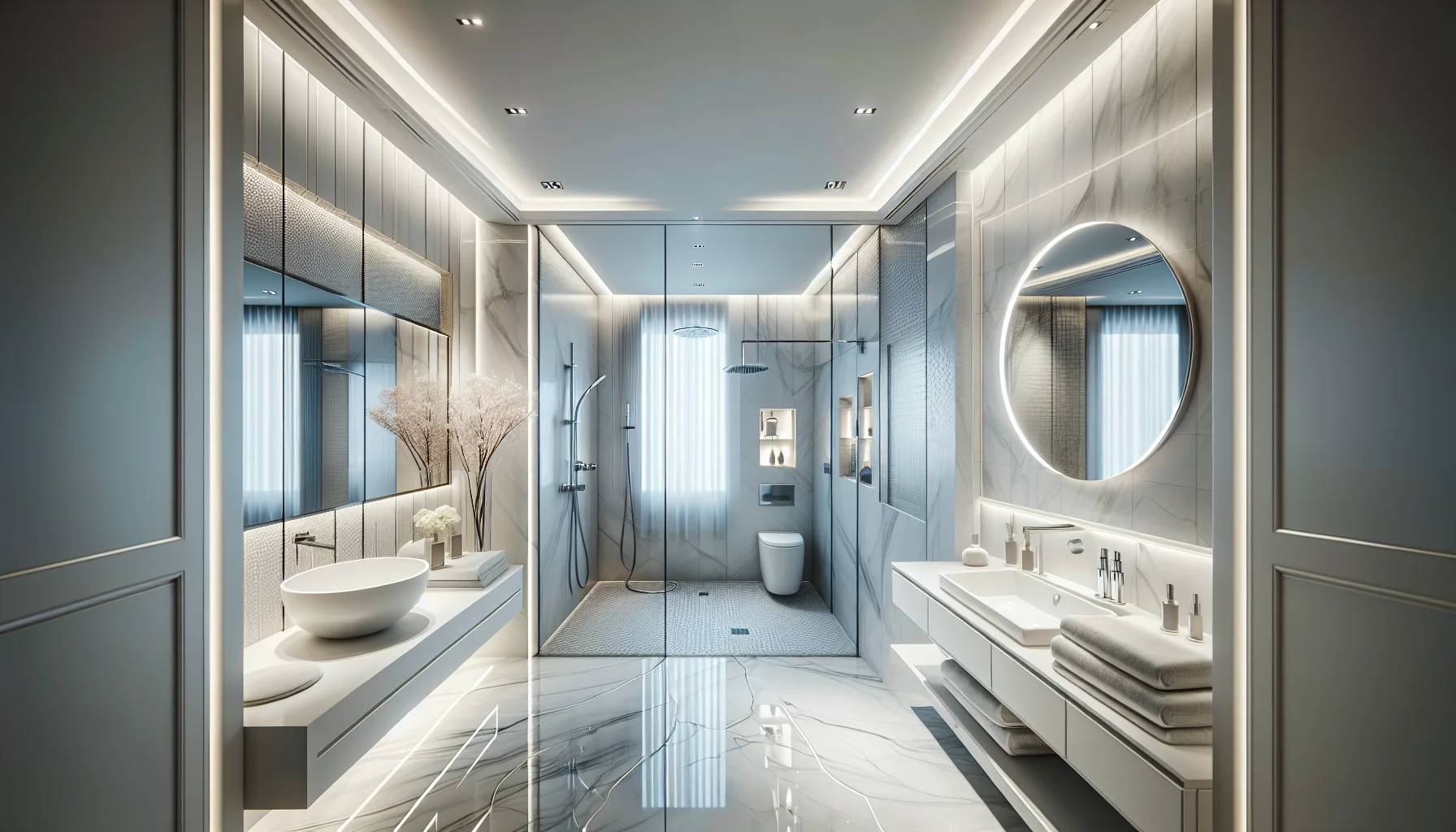 Fertig saniertes modernes Badezimmer mit hochwertiger Ausstattung