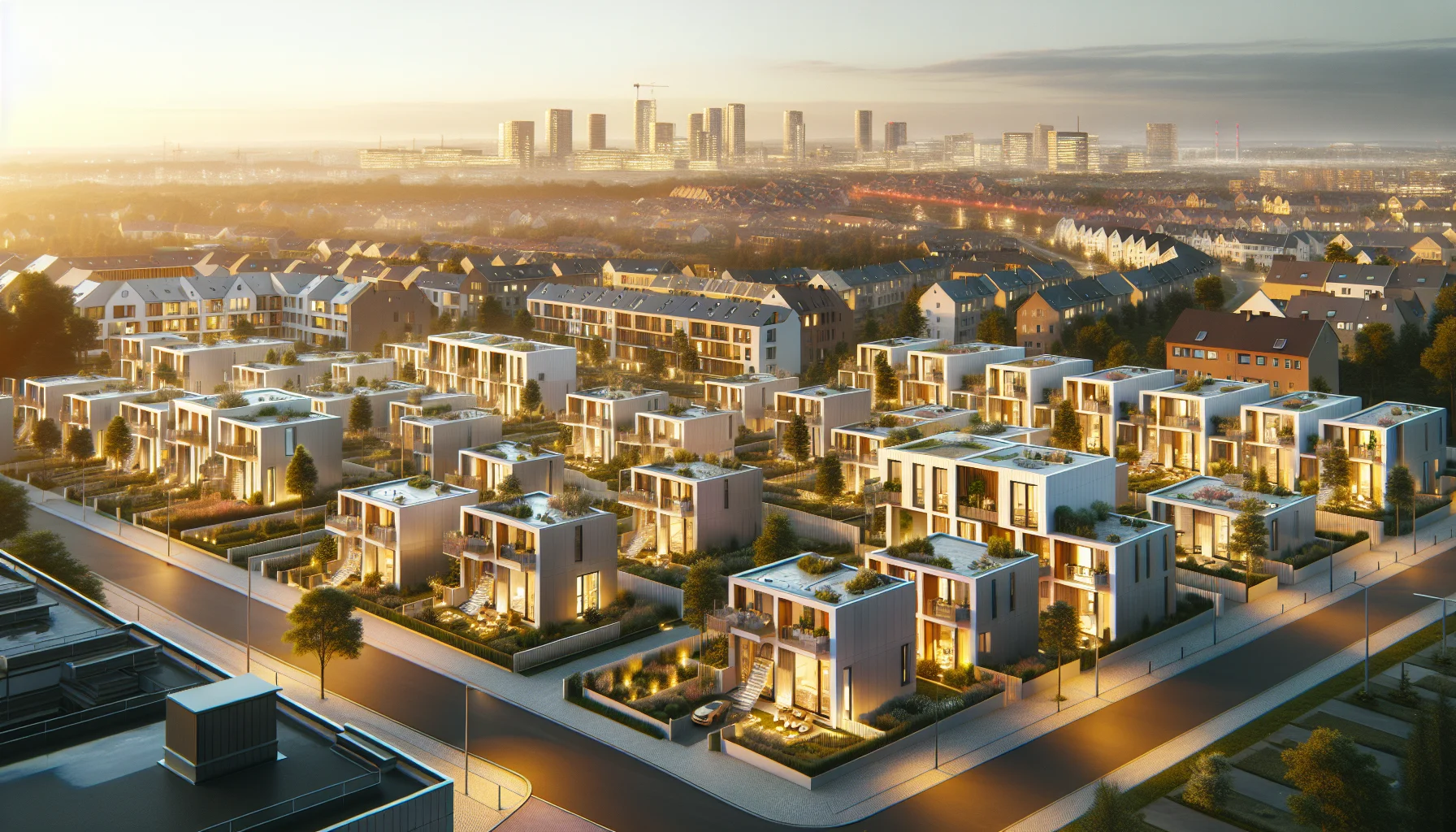 Fertiggestelltes Fertighaus Neubaugebiet Stuttgart Übersicht