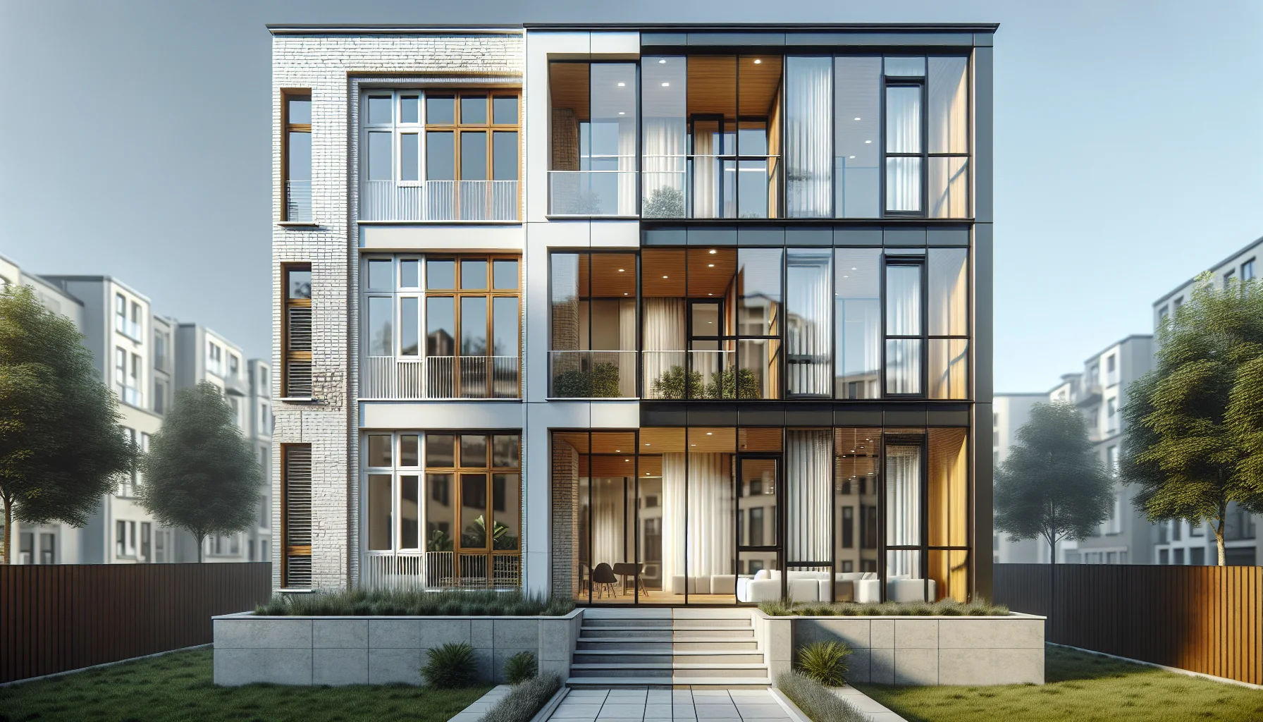 Hausfassade mit alten und neuen Fenstern im Vergleich - Fenster erneuern