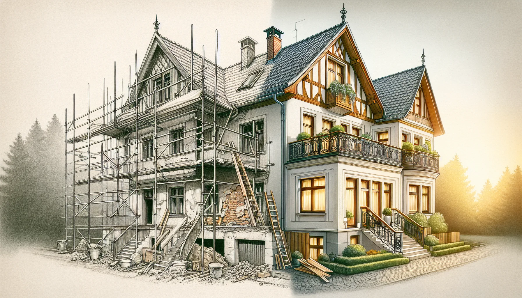 Komplettsanierung eines Wohnhauses – vorher und nachher