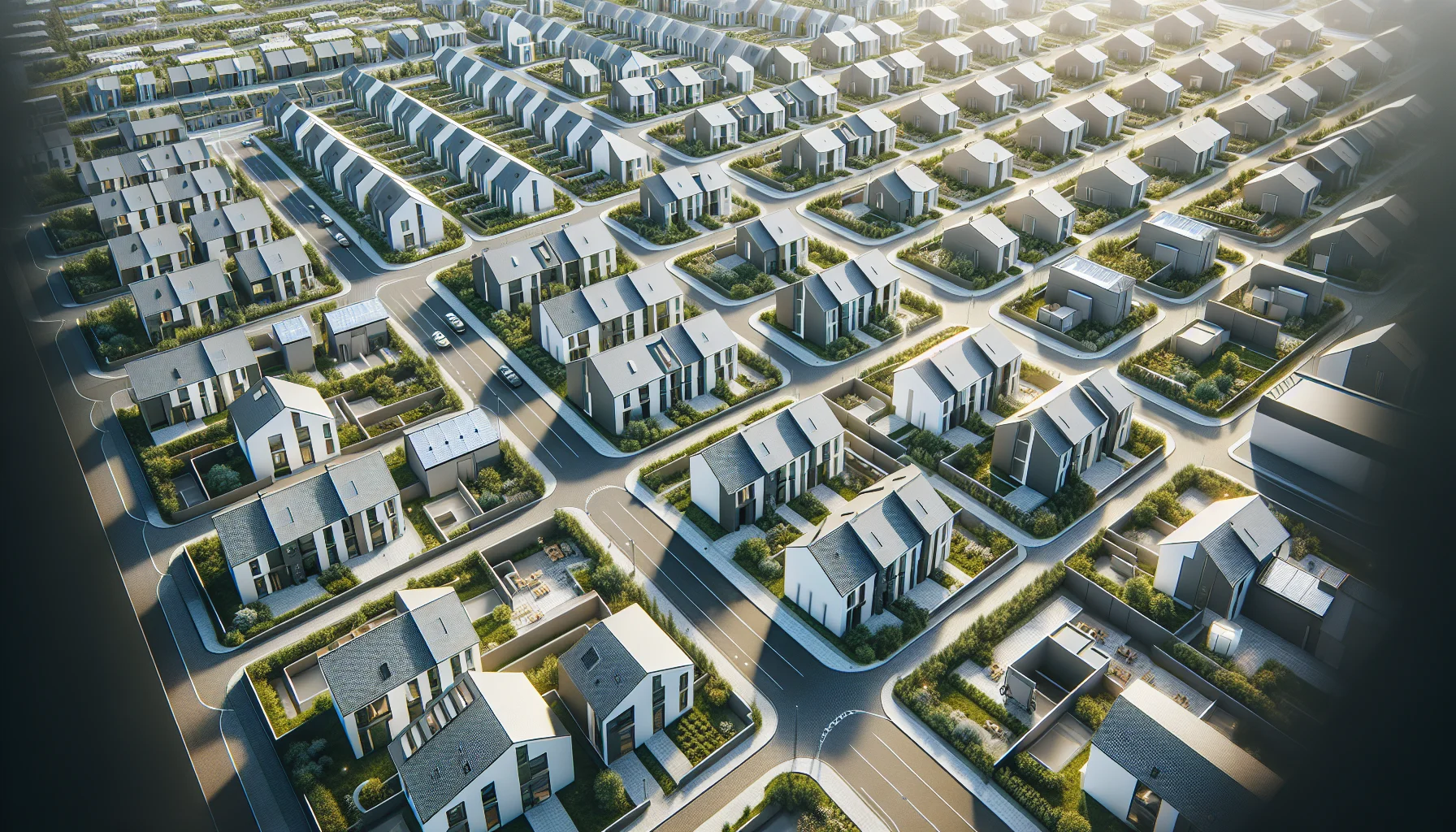 Luftaufnahme einer modernen Fertighaus-Siedlung in der Region Ludwigsburg