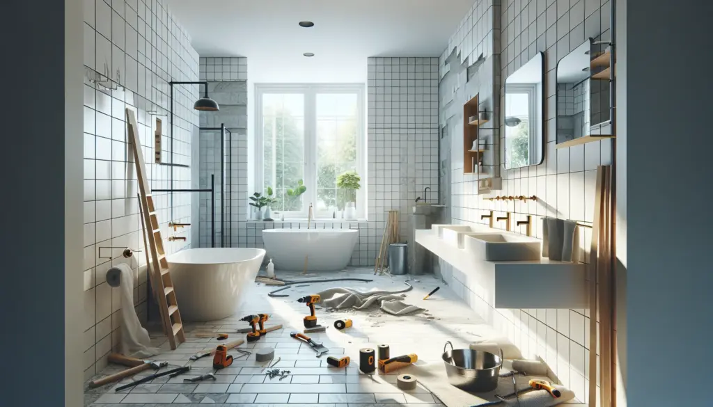 Moderne Badsanierung in Stuttgart - luxuriöse Badezimmerrenovierung in Arbeit