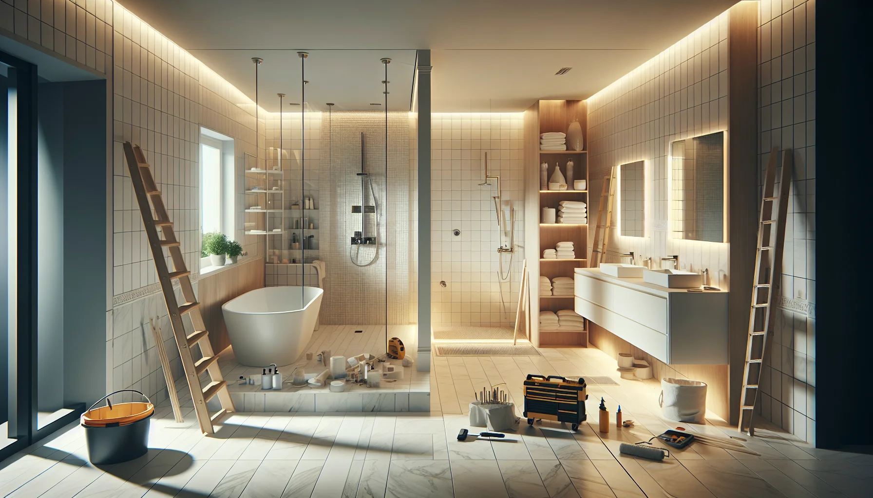 Moderne Badsanierung mit zeitgemäßen Fliesen