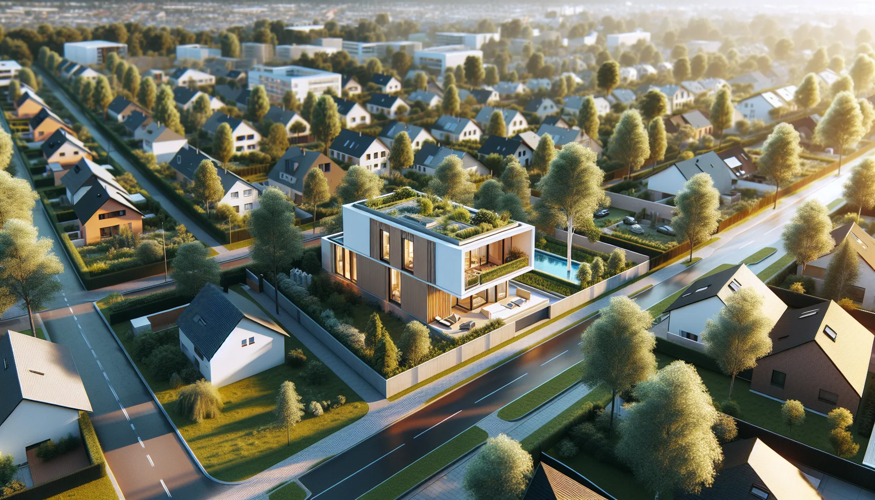 Modernes Fertighaus in Frankfurt mit Garten und zeitgenössischer Architektur