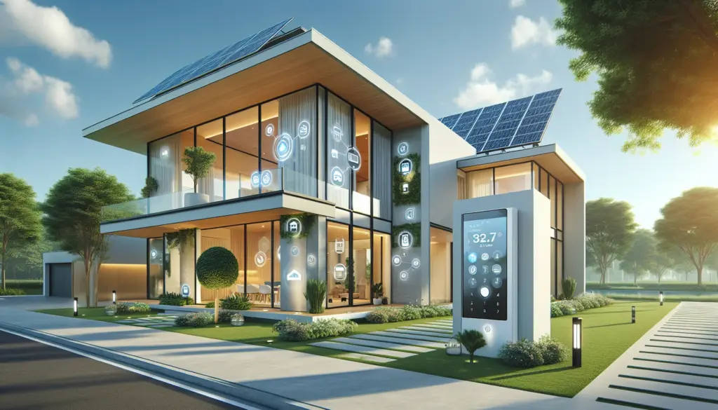 Modernes Fertighaus mit Smart Home Technologie von außen