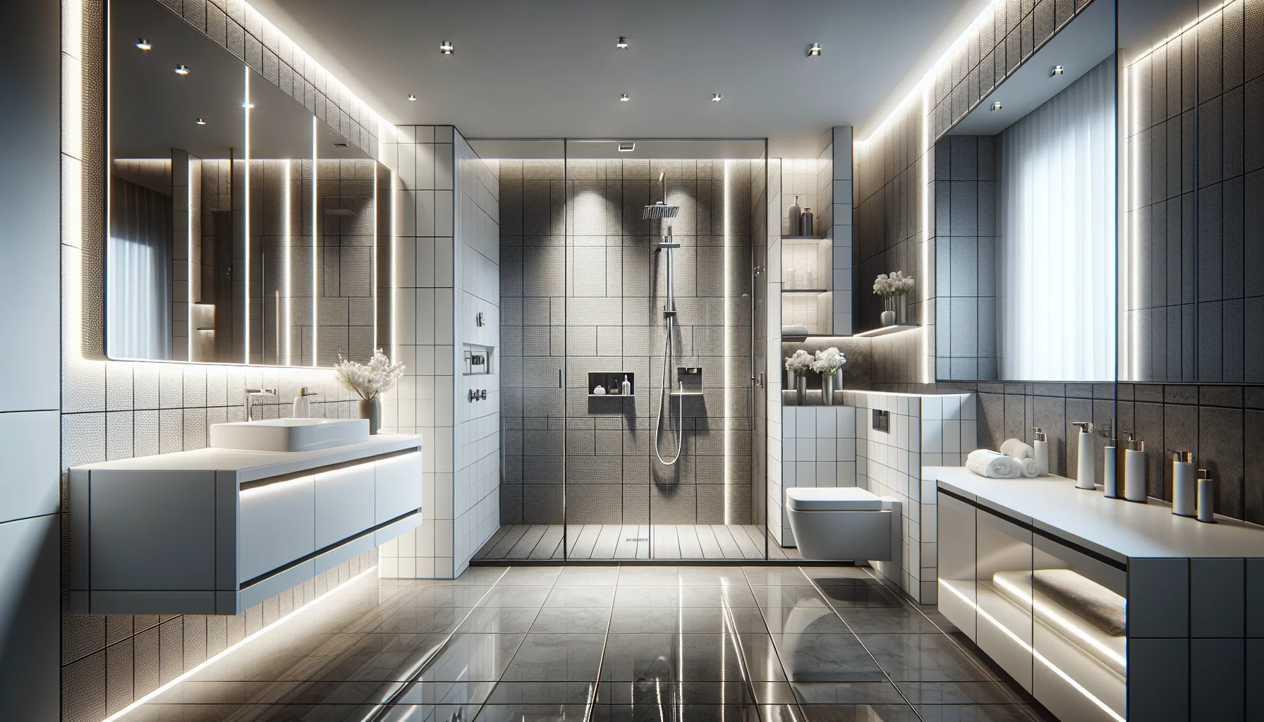 Modernes renoviertes Badezimmer nach kompletter Sanierung