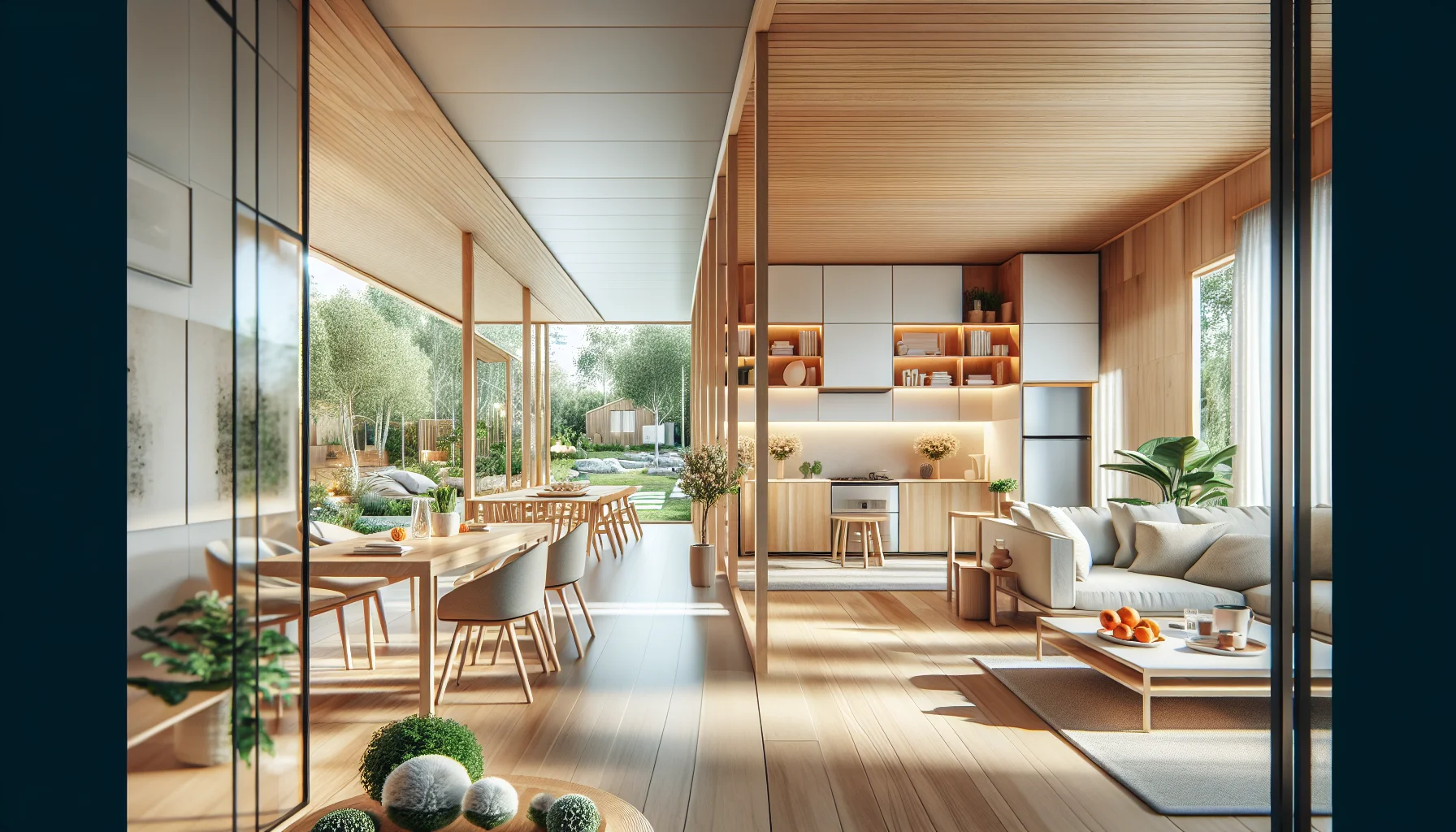 Offener Wohnbereich in einem Fertighaus mit optimaler Raumnutzung