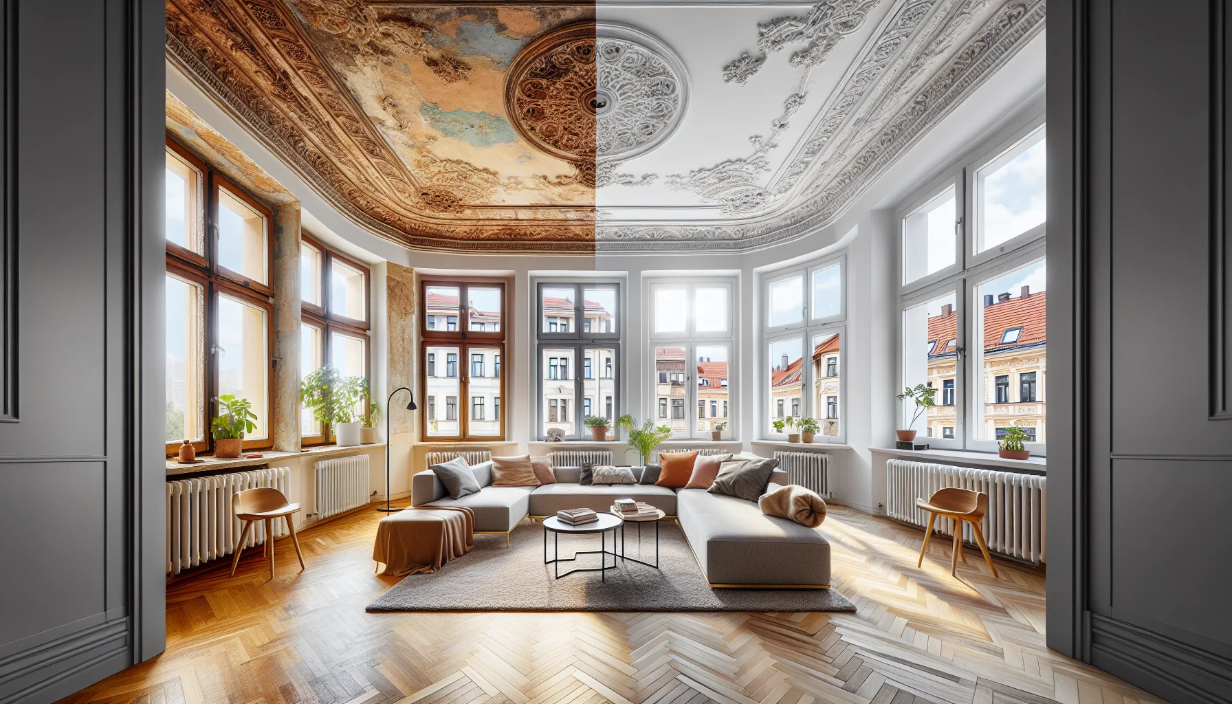 Renovierte Altbauwohnung nach erfolgreicher Sanierung mit moderner Ausstattung