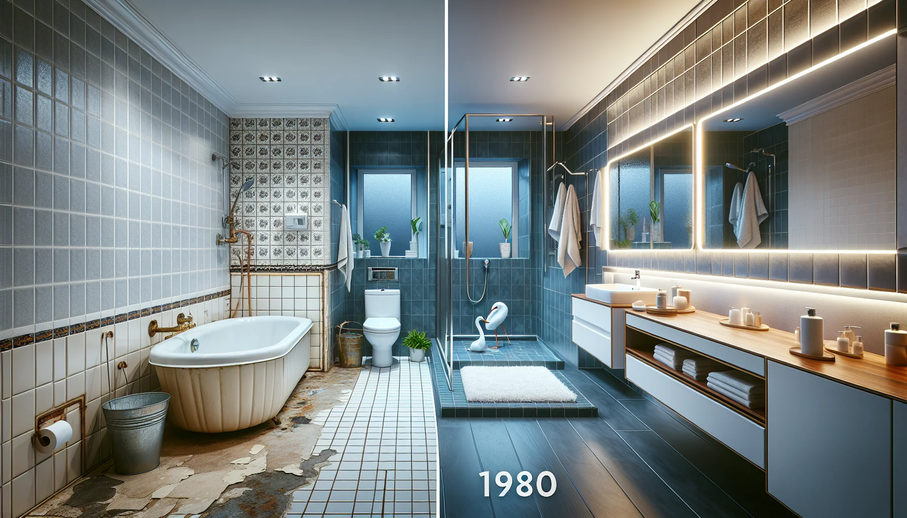 Vorher-Nachher Vergleich Badsanierung - Kosten pro qm Investition sichtbar