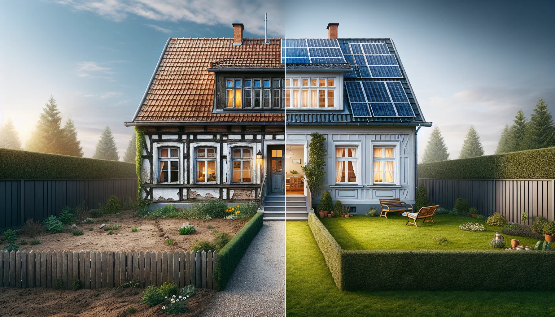 Vorher-Nachher Vergleich einer erfolgreichen Altbausanierung