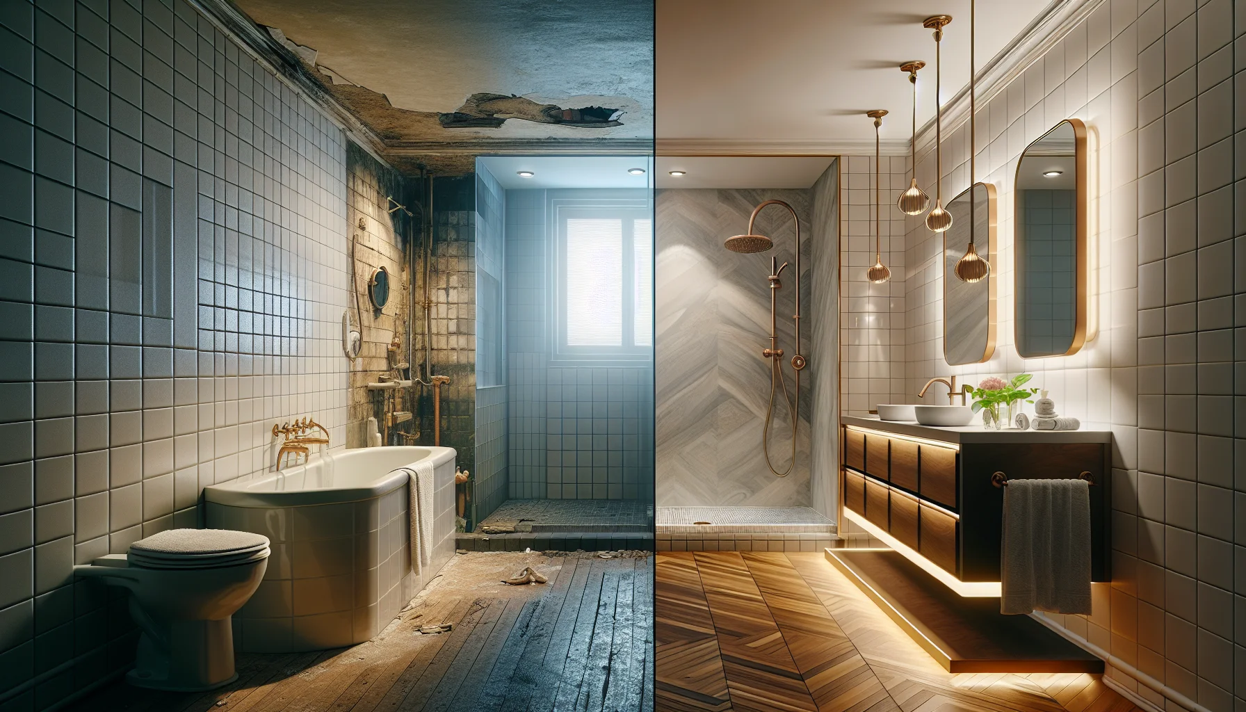 Vorher-Nachher Vergleich einer kompletten Badsanierung in Mannheim