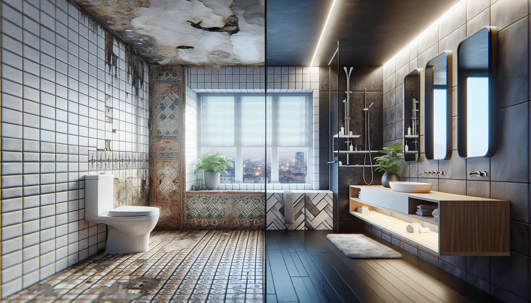 Vorher-Nachher Vergleich einer kompletten Badsanierung vom alten zum neuen Traumbad