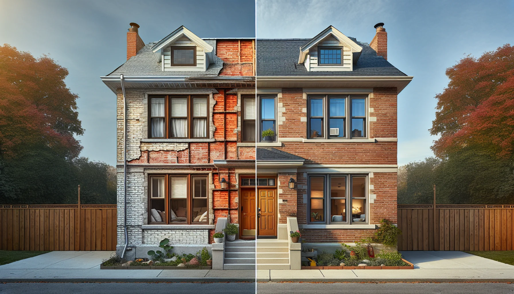 Vorher-Nachher Vergleich Fassade ohne und mit WDVS Dämmung