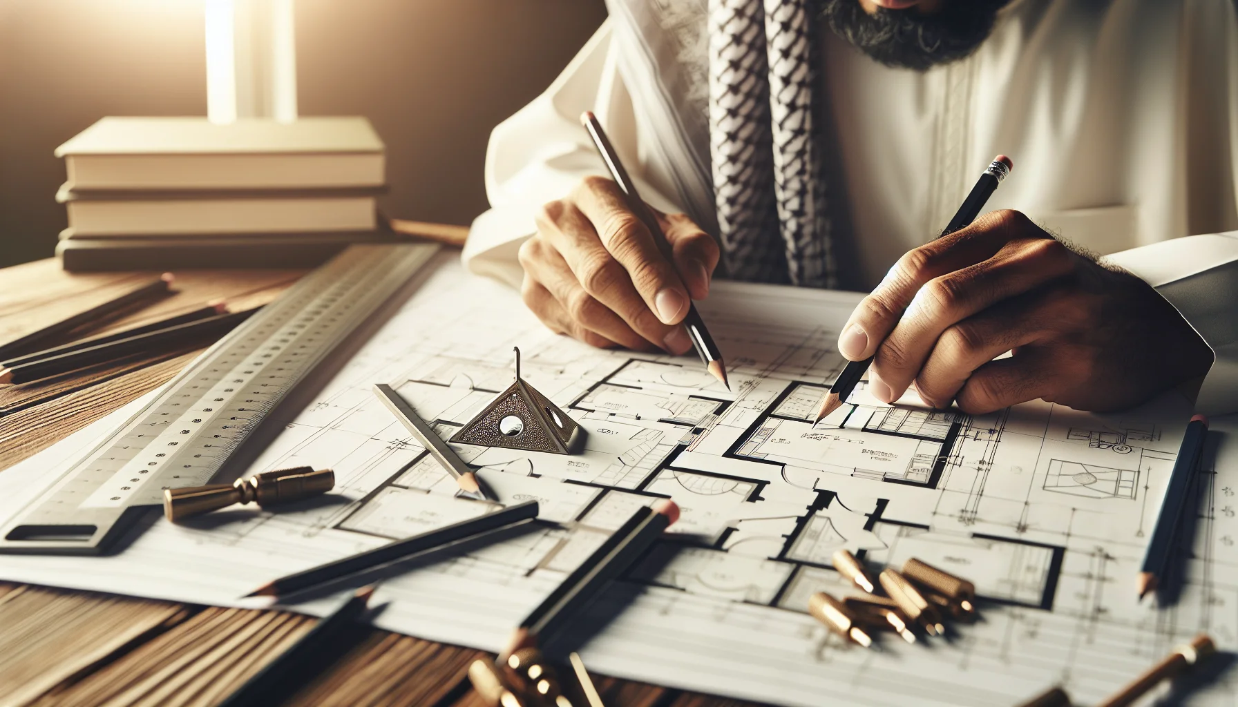 Architekt plant detaillierten Grundriss für Einfamilienhaus