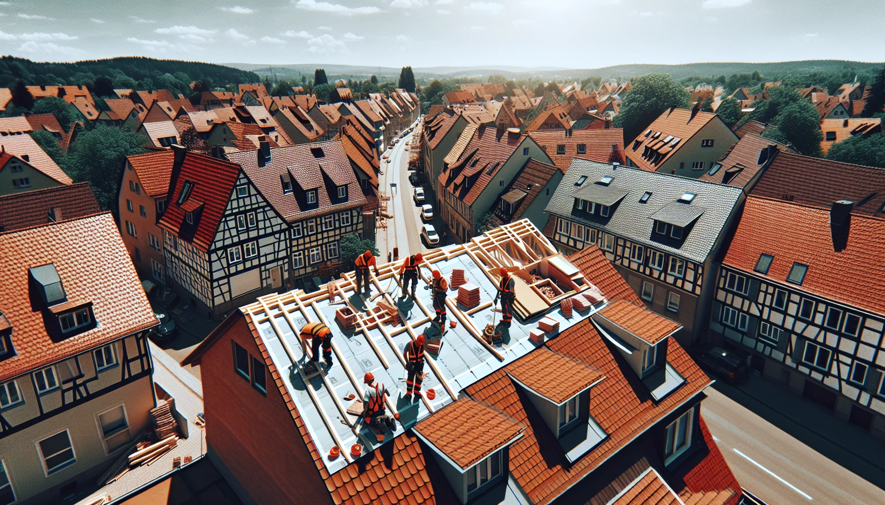 Dachsanierung in Stuttgart - Handwerker bei der professionellen Dachrenovierung