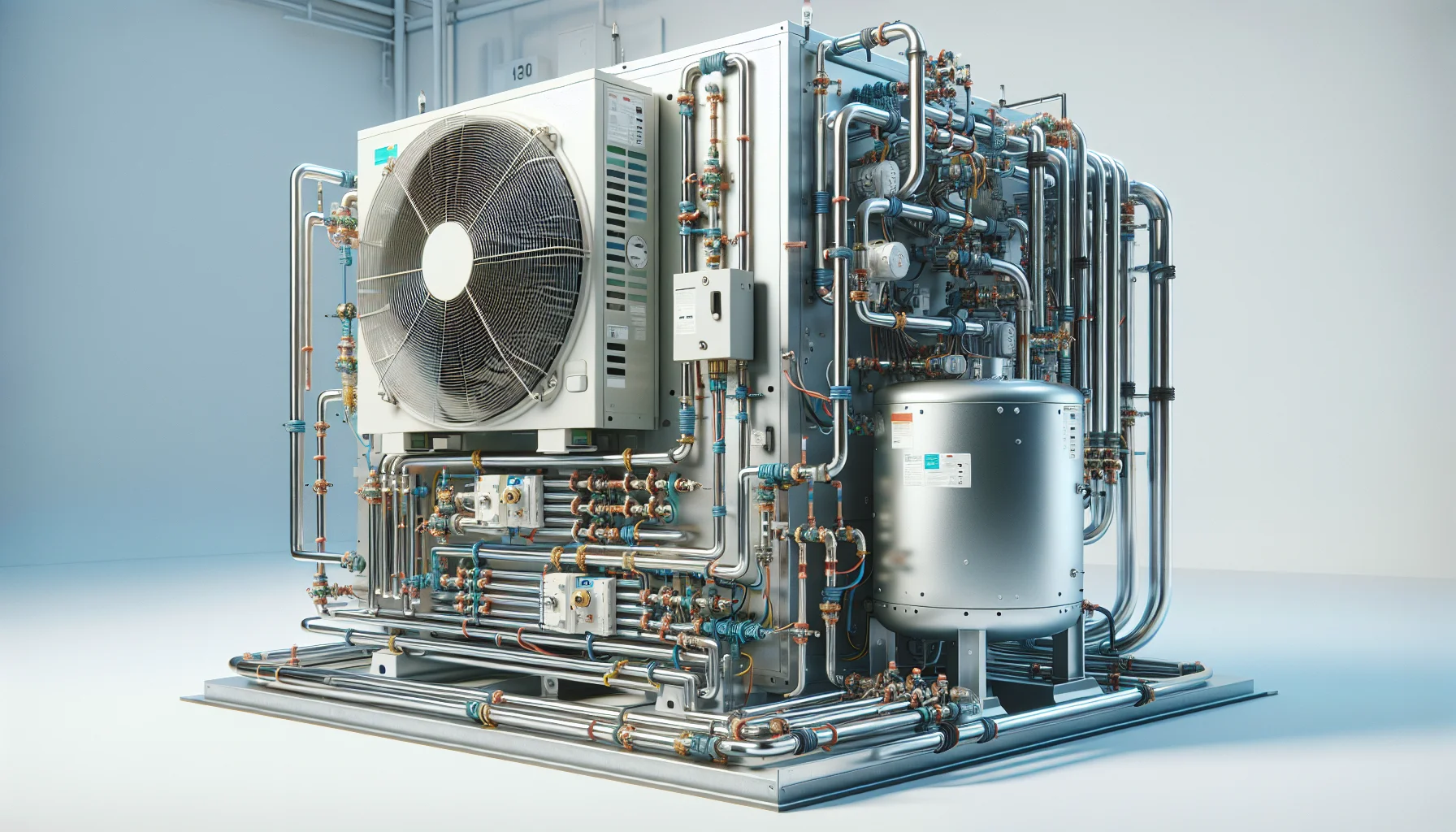 Detailansicht einer modernen Wärmepumpe während der Installation in Stuttgart