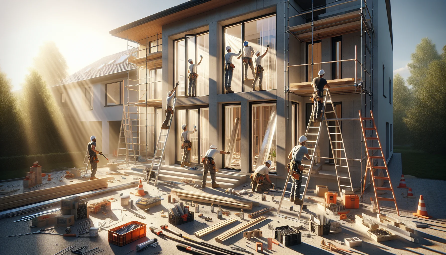 Fenster tauschen Kosten - Professionelle Fenstererneuerung an modernem Einfamilienhaus