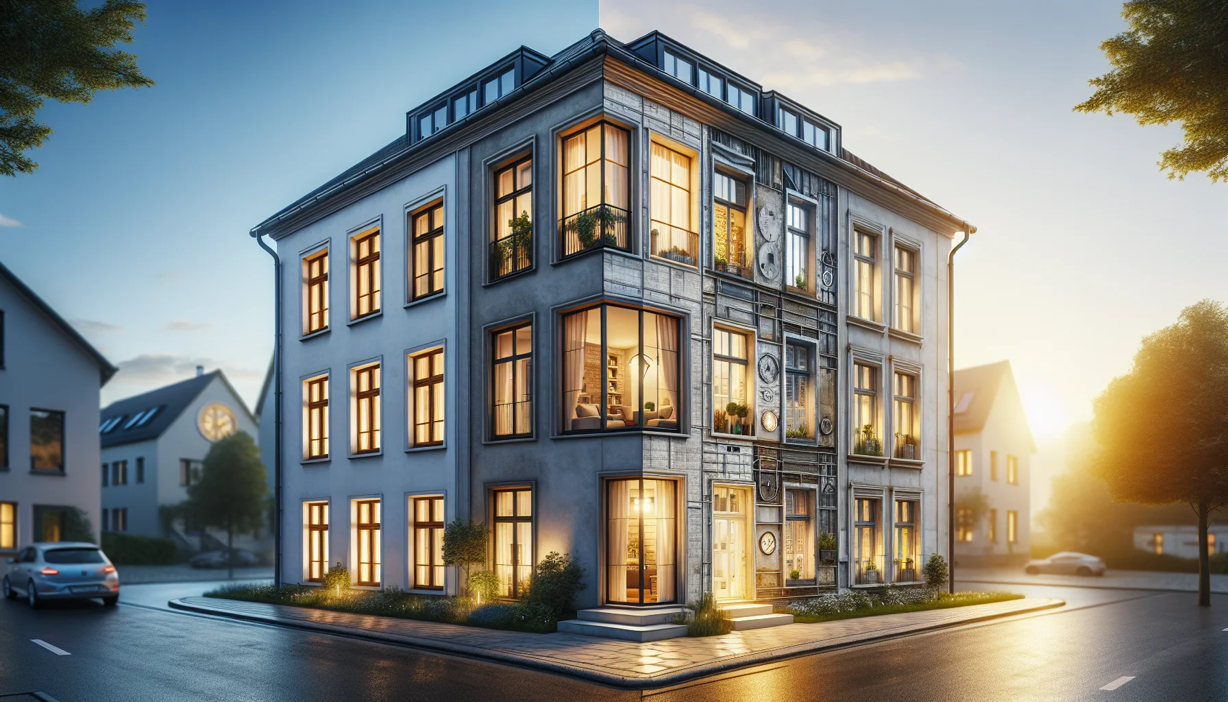 Fenstersanierung Vergleich alte und neue Fenster am Einfamilienhaus