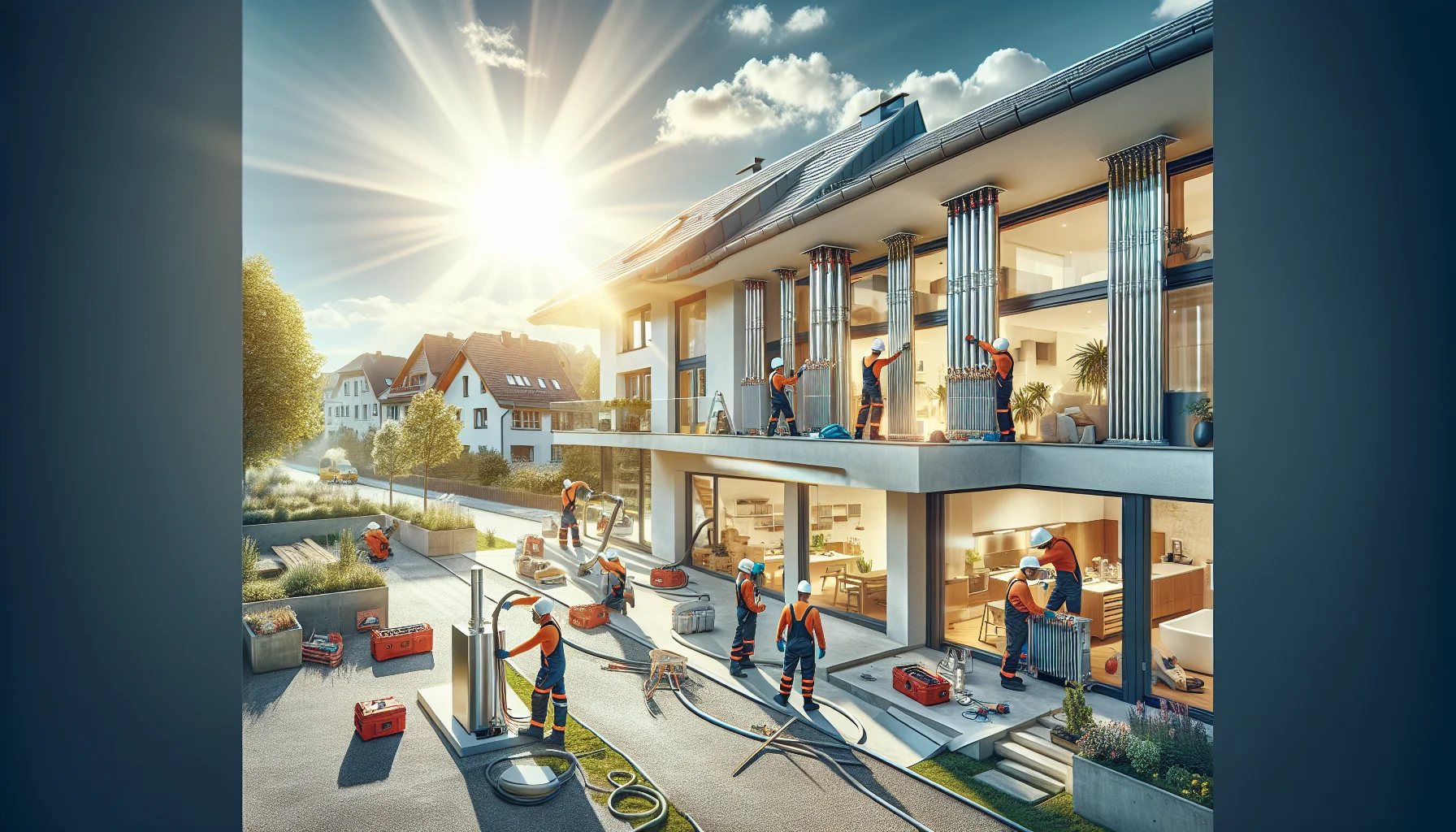 Heizungstausch an einem Wohnhaus in Stuttgart - moderne Heizungsanlage wird installiert