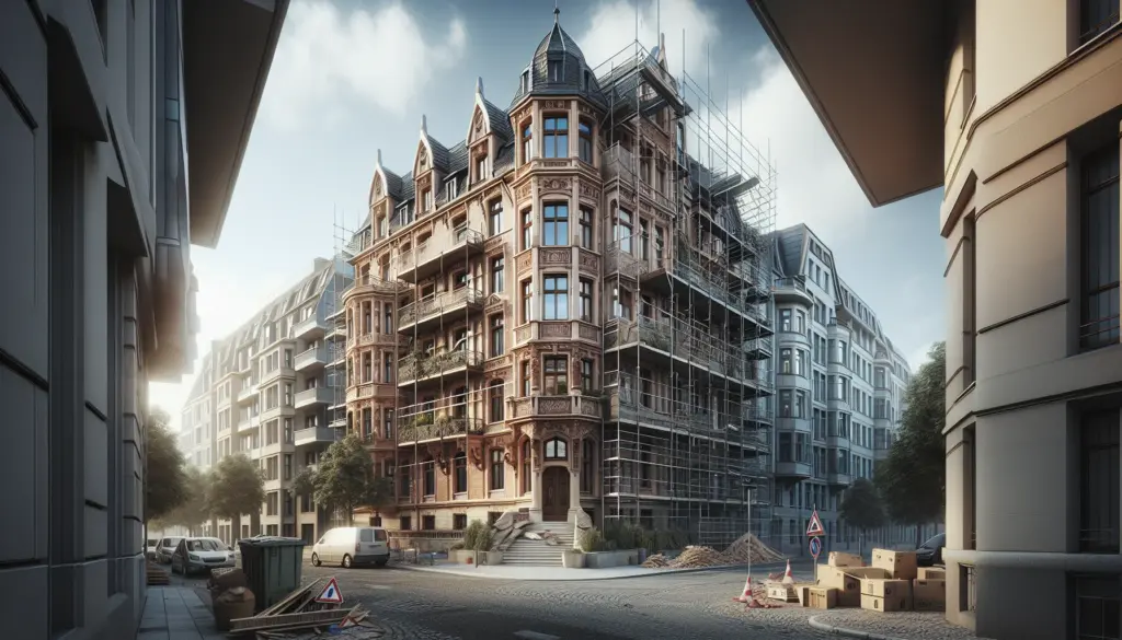 Komplettsanierung eines Altbaus in Ludwigshafen mit Gerüst und Bauarbeiten