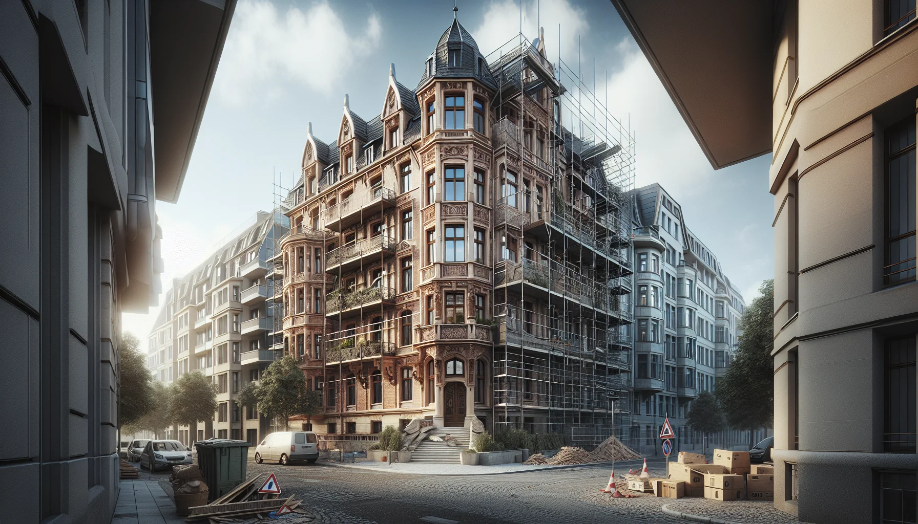 Komplettsanierung eines Altbaus in Ludwigshafen mit Gerüst und Bauarbeiten