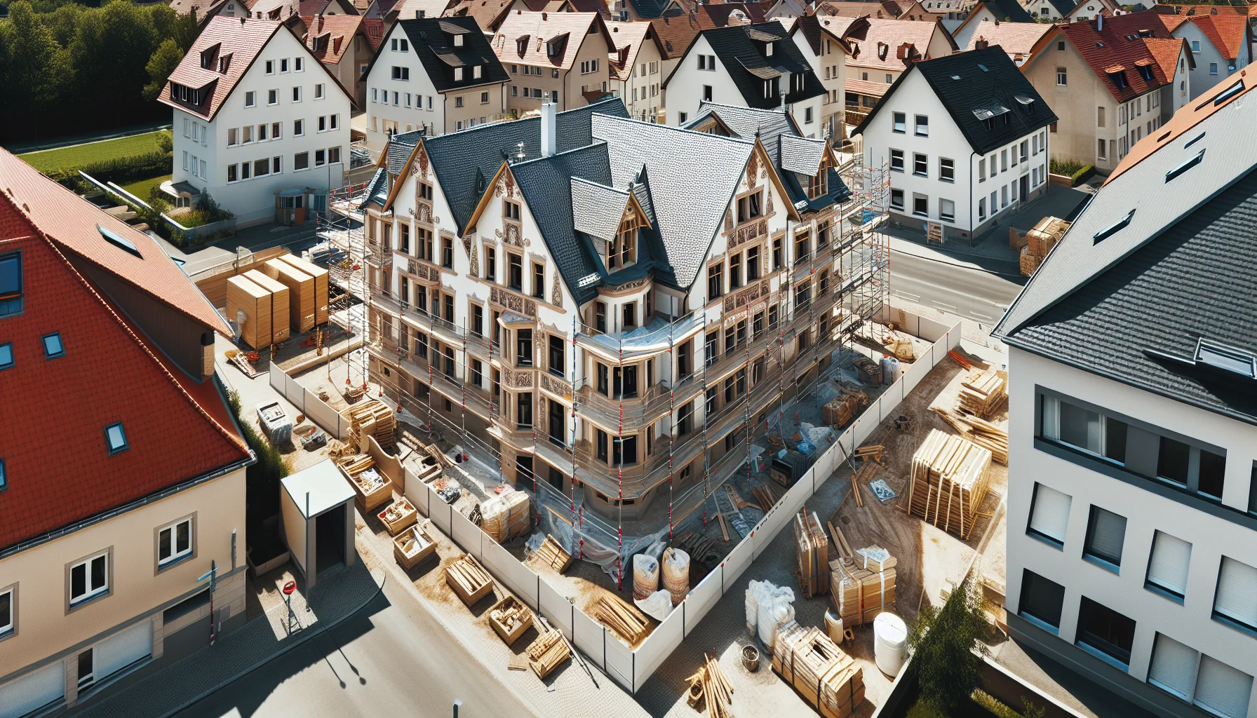 Komplettsanierung eines Wohngebäudes in Pforzheim mit Baugerüst