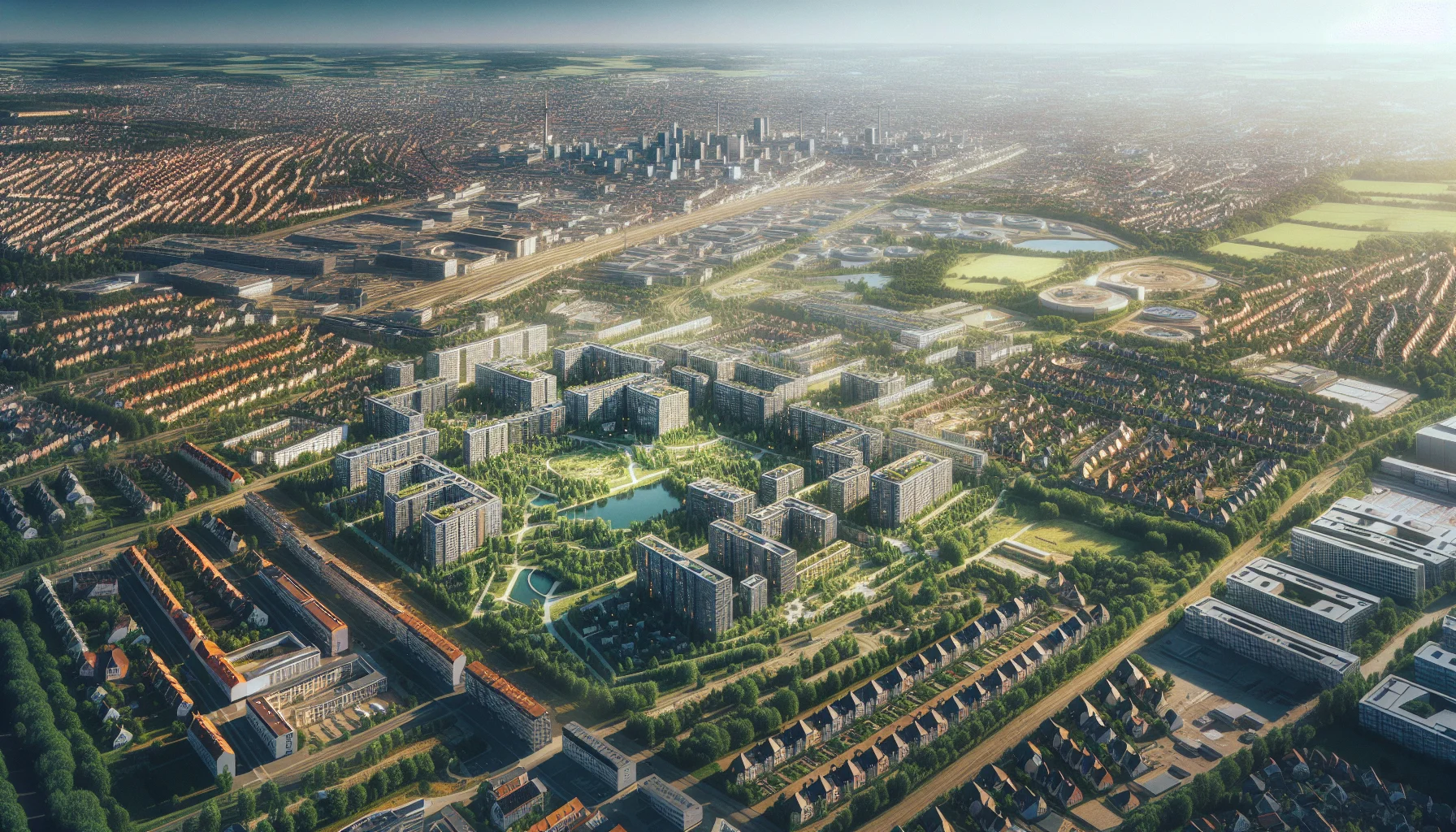 Luftaufnahme von Karlsruhe mit Wohngebieten und Baugrundstücken