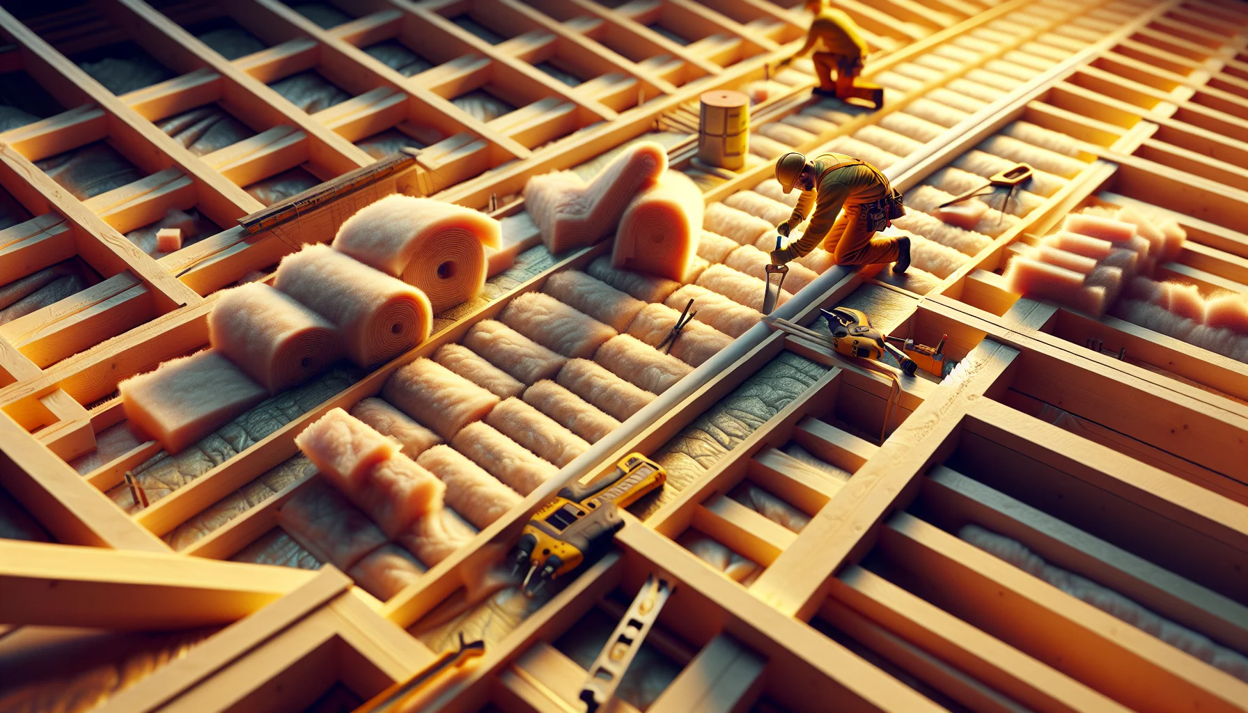 Moderne Dachdämmung Stuttgart - Detailaufnahme der Isolierung zwischen Dachbalken