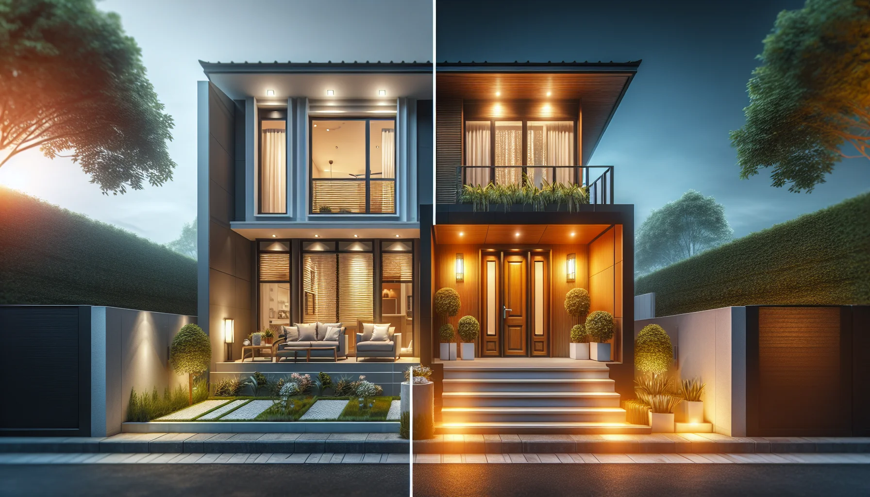 Moderne Haustür an zeitgenössischem Wohnhaus als Beispiel für Haustüraustausch