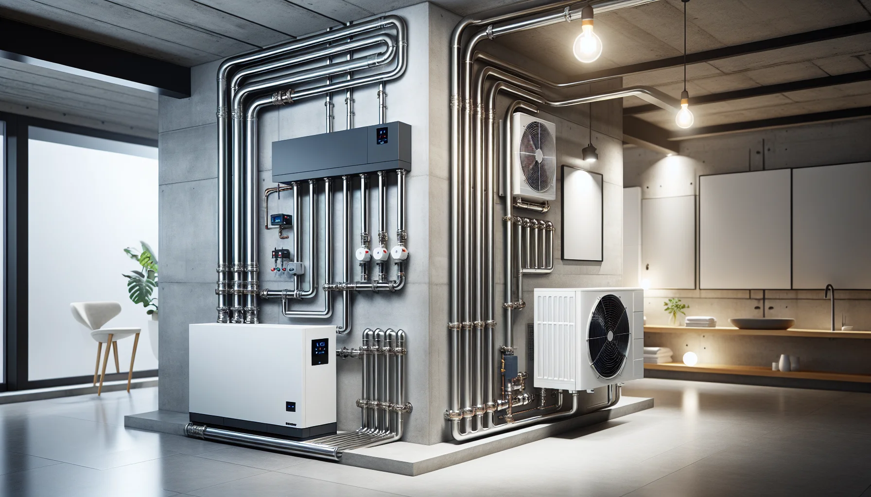 Moderne Heizungsanlage im Keller eines Wohnhauses in Karlsruhe