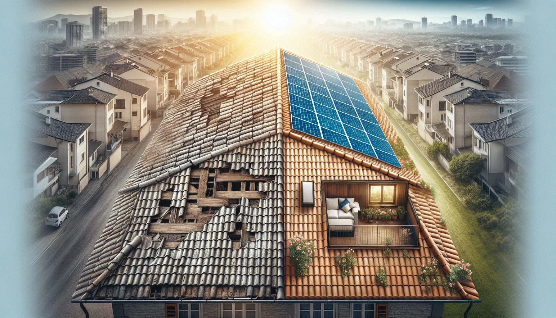 Vorher-Nachher Vergleich einer kompletten Dachsanierung in Karlsruhe