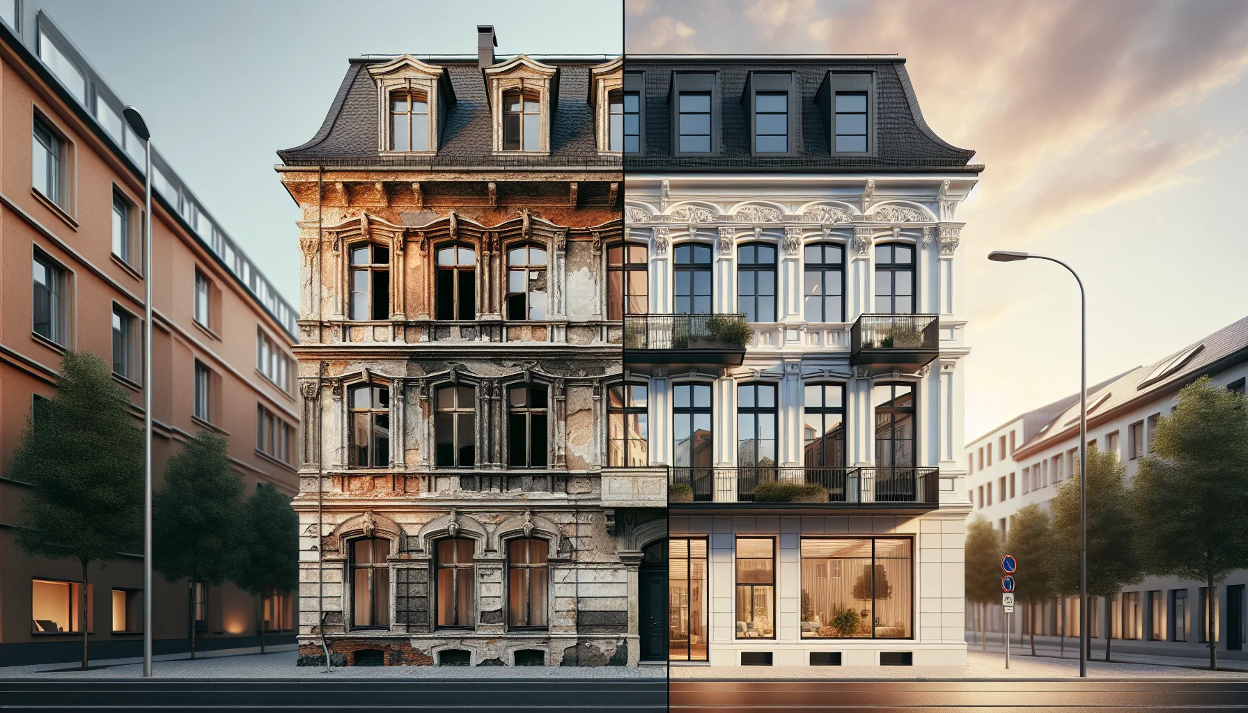 Vorher-Nachher Vergleich Komplettsanierung Frankfurt Altbau