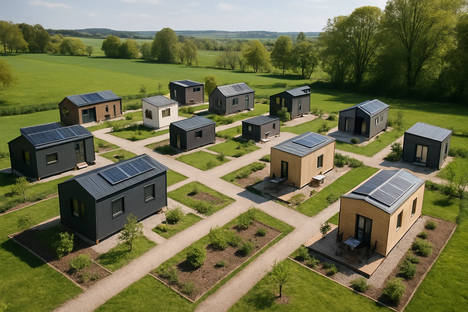 Tiny House Stellplatz Übersicht – Tiny House Siedlung in Baden-Württemberg von oben