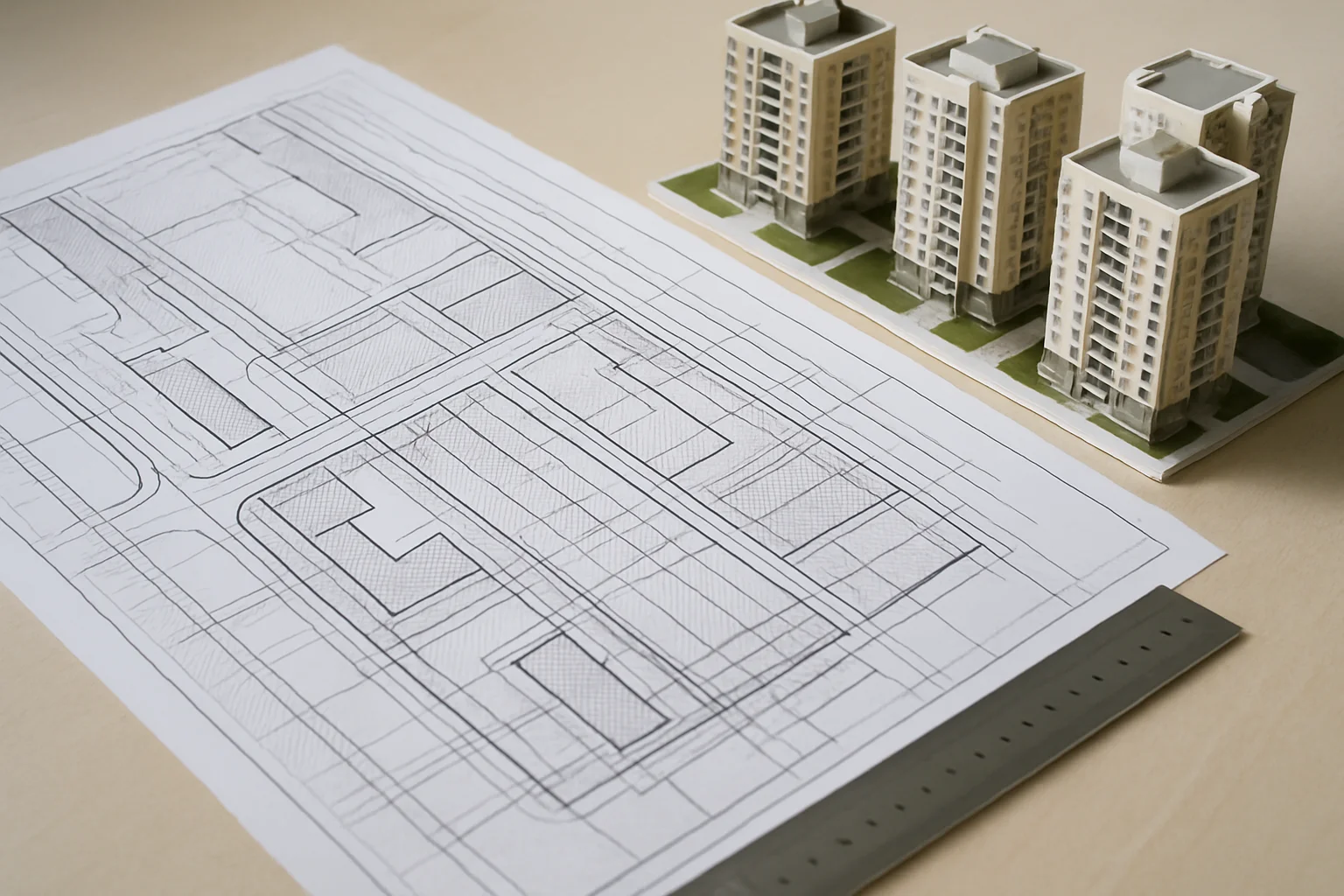 Bebauungsplan mit Baulinien und Grundstücksgrenzen für Bauprojekt im Enzkreis