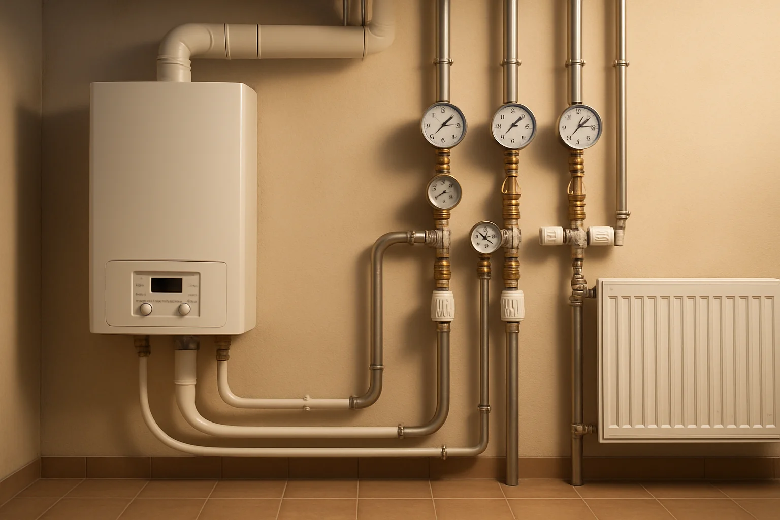Hydraulischer Abgleich Pflicht – Heizungsanlage im Keller eines Bestandsgebäudes mit Rohrleitungen und Thermostatventilen