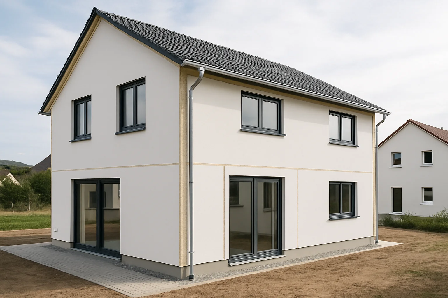 Luftdichtes Neubauhaus mit hochwertiger Gebäudehülle und Blower Door Test Luftdichtheit