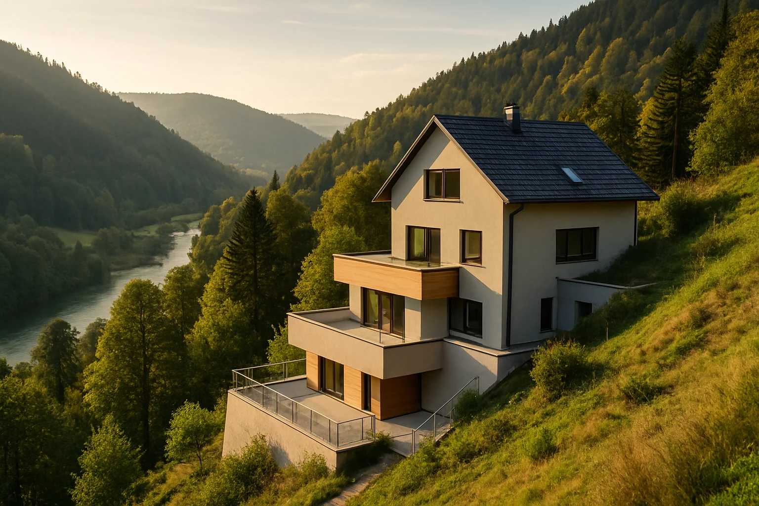 Modernes Einfamilienhaus auf Hanglage im Enzkreis mit Blick ins Enztal und Schwarzwaldausläufer