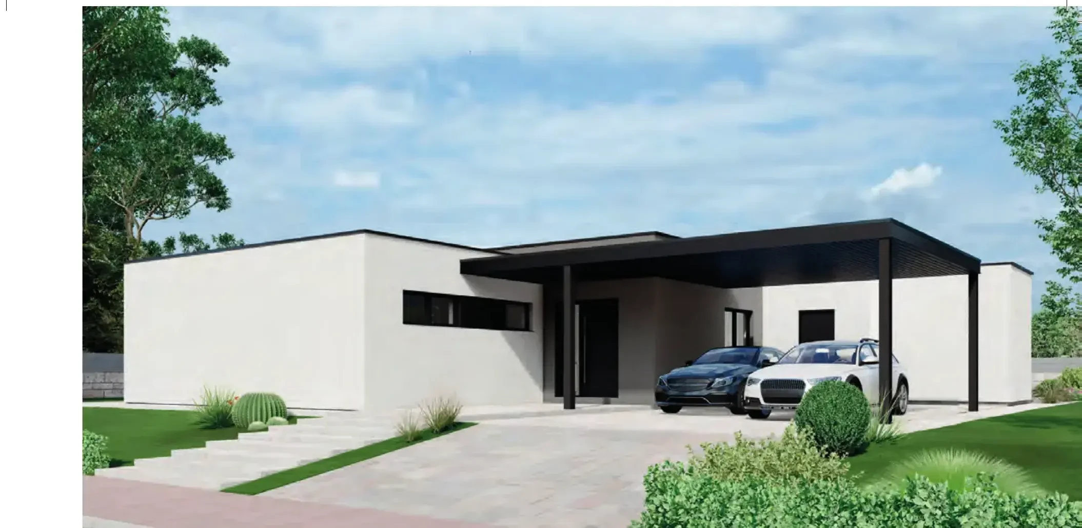 BAUTENT Fertighaus Modell Athena – modernes Design mit Carport