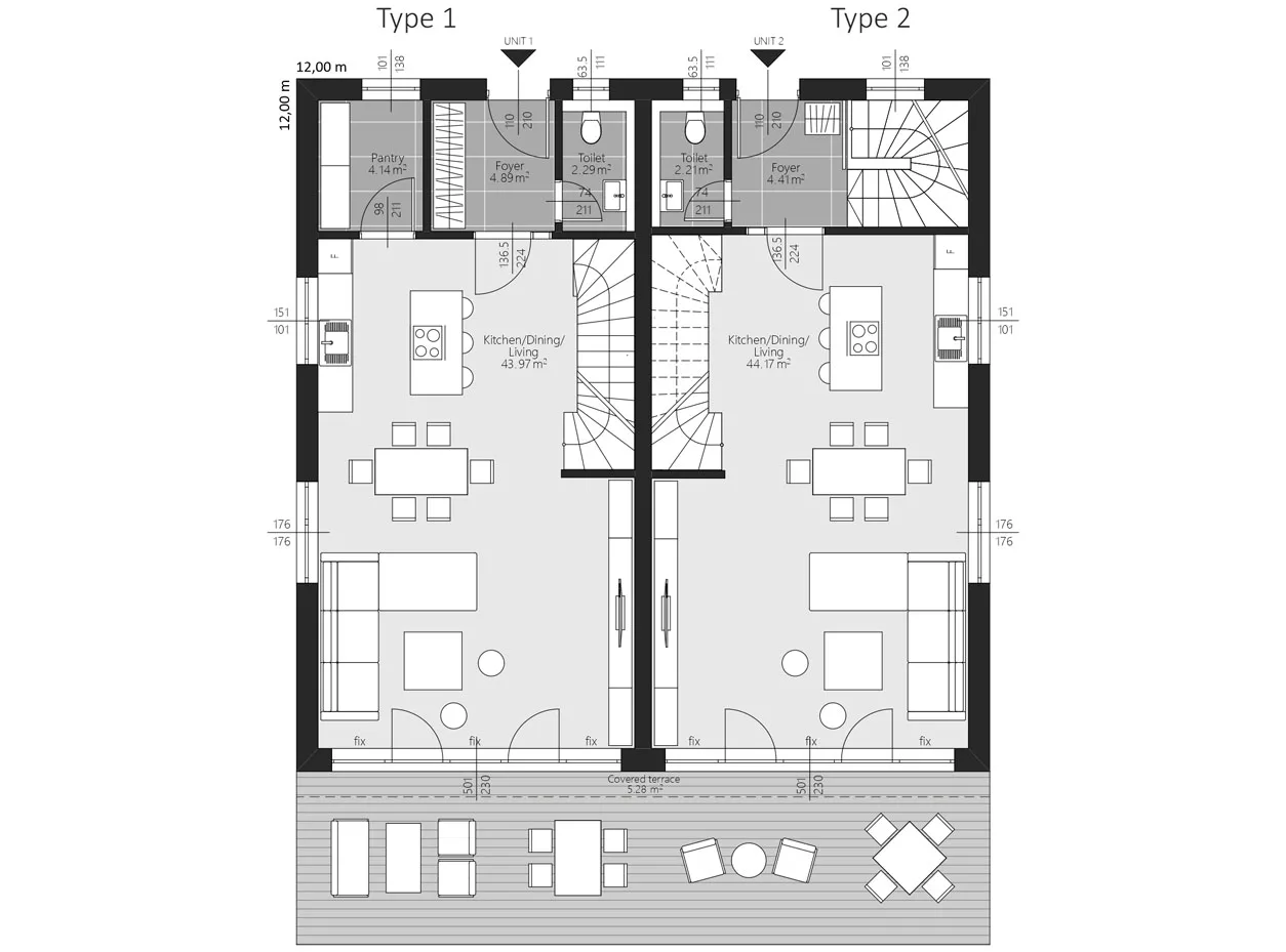 BAUTENT Duo Heidelberg Grundriss Erdgeschoss