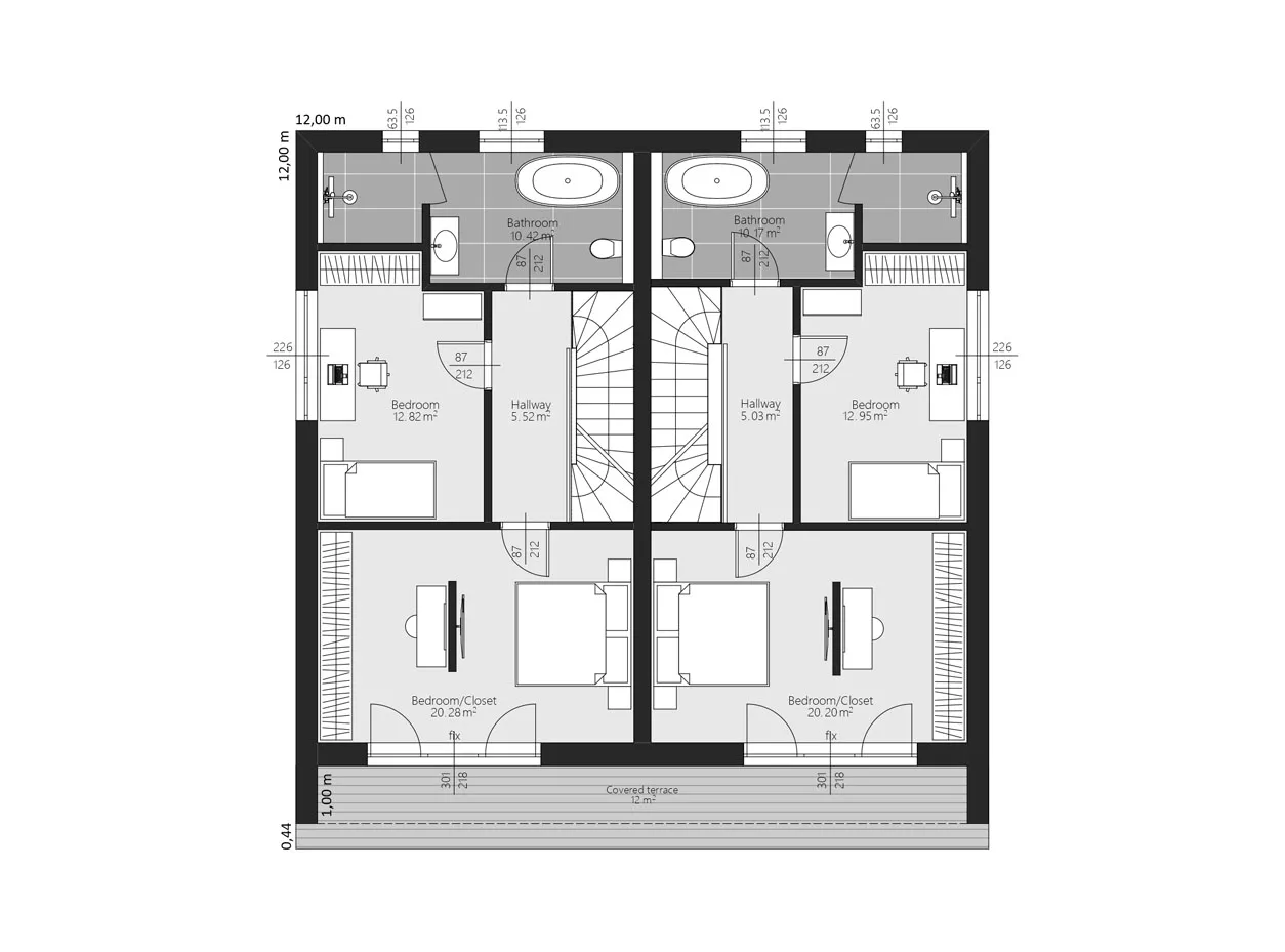 BAUTENT Duo Heidelberg Grundriss Obergeschoss