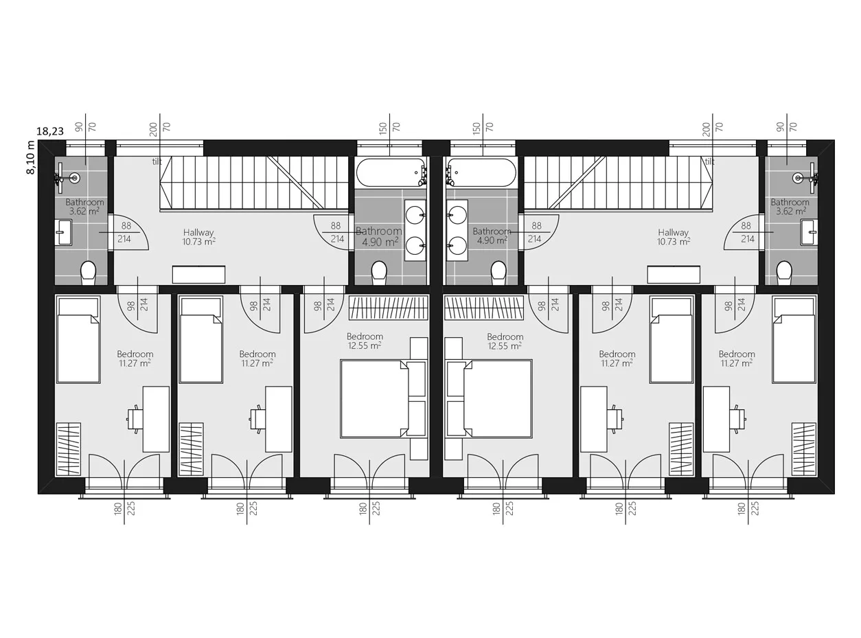 BAUTENT Duo Freiburg Grundriss Obergeschoss